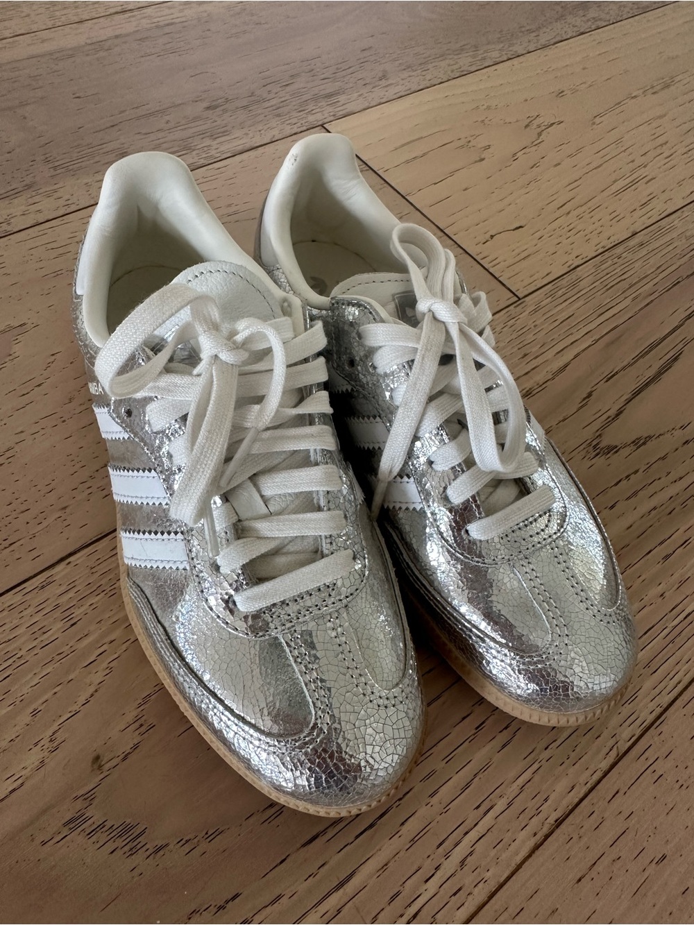 Adidas Silver Metallic Women's Sneakers with White Accents